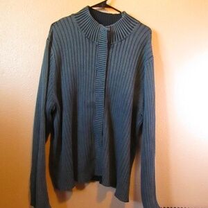 Coldwater Creek Men's Zip Up Blue Gray Sweater